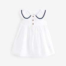 Load image into Gallery viewer, White Cotton Collar Dress (6mths-6yrs)