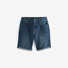 Load image into Gallery viewer, Mid Blue Straight Fit Stretch Denim Shorts