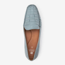 Load image into Gallery viewer, Light Blue Forever Comfort® Leather Weave Driver Shoes
