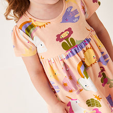 Load image into Gallery viewer, Pink Short Sleeve Cotton Jersey Dress (3mths-6yrs)