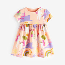 Load image into Gallery viewer, Pink Short Sleeve Cotton Jersey Dress (3mths-6yrs)