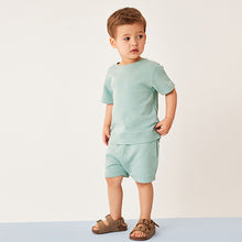 Load image into Gallery viewer, Mineral Green Plain Sweat T-Shirt And Shorts Set (3mths-6yrs)
