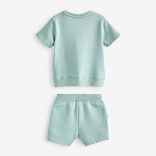 Load image into Gallery viewer, Mineral Green Plain Sweat T-Shirt And Shorts Set (3mths-6yrs)
