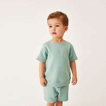 Load image into Gallery viewer, Mineral Green Plain Sweat T-Shirt And Shorts Set (3mths-6yrs)