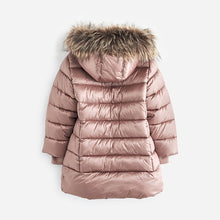 Load image into Gallery viewer, Toffee Pink Shower Resistant Faux Fur Trim Padded Coat (3-12yrs)