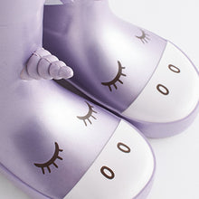 Load image into Gallery viewer, Lilac Purple Unicorn Handle Wellies (Younger Girls)