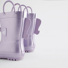 Load image into Gallery viewer, Lilac Purple Unicorn Handle Wellies (Younger Girls)
