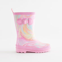 Load image into Gallery viewer, Multi Pink Marble Buckle Wellies (Older Girls)