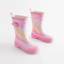 Load image into Gallery viewer, Multi Pink Marble Buckle Wellies (Older Girls)