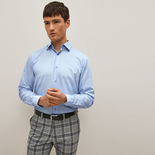 Load image into Gallery viewer, Light Blue Regular Fit Easy Care Textured Single Cuff Shirt