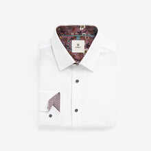 Load image into Gallery viewer, White Slim Fit 100% Cotton Textured Trimmed Single Cuff Shirt