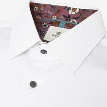 Load image into Gallery viewer, White Slim Fit 100% Cotton Textured Trimmed Single Cuff Shirt