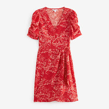 Load image into Gallery viewer, Red Spring Floral Short Sleeve V-Neck Wrap Mini Dress