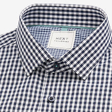 Load image into Gallery viewer, Blue/Black Gingham Regular Fit Trimmed Shirts 2 Pack