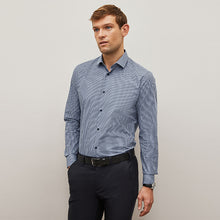 Load image into Gallery viewer, Blue/Black Gingham Regular Fit Trimmed Shirts 2 Pack