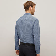 Load image into Gallery viewer, Blue/Black Gingham Regular Fit Trimmed Shirts 2 Pack