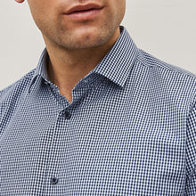 Load image into Gallery viewer, Blue/Black Gingham Regular Fit Trimmed Shirts 2 Pack