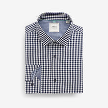 Load image into Gallery viewer, Blue/Black Gingham Regular Fit Trimmed Shirts 2 Pack
