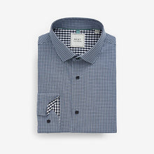 Load image into Gallery viewer, Blue/Black Gingham Regular Fit Trimmed Shirts 2 Pack
