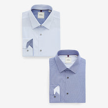 Load image into Gallery viewer, Blue/Blue Stripe Regular Fit Trimmed Shirts 2 Pack