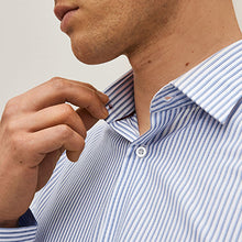 Load image into Gallery viewer, Blue Print/Blue Stripe Regular Fit Trimmed Shirts 2 Pack