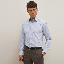 Load image into Gallery viewer, Blue Print/Blue Stripe Regular Fit Trimmed Shirts 2 Pack