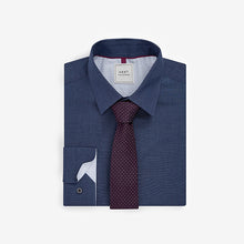 Load image into Gallery viewer, Blue Geometric Slim Fit Shirt And Tie Set 2 Pack