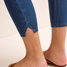 Load image into Gallery viewer, Dark Blue Denim Cropped Denim Jersey Leggings
