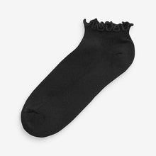 Load image into Gallery viewer, Monochrome Frill Top Cushion Sole Trainer Socks 4 Pack