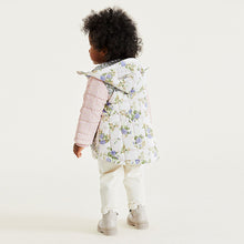 Load image into Gallery viewer, Multi Floral Shower Resistant Colourblock Quilted Coat (3mths-6yrs)