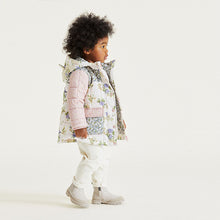 Load image into Gallery viewer, Multi Floral Shower Resistant Colourblock Quilted Coat (3mths-6yrs)