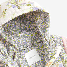 Load image into Gallery viewer, Multi Floral Shower Resistant Colourblock Quilted Coat (3mths-6yrs)