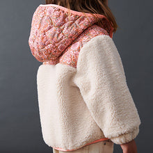 Load image into Gallery viewer, Multi Floral Teddy Printed Nylon And Borg Mix Jacket (12mths-6yrs)