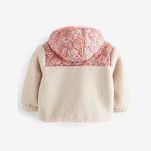 Load image into Gallery viewer, Multi Floral Teddy Printed Nylon And Borg Mix Jacket (12mths-6yrs)