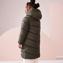 Load image into Gallery viewer, Khaki Green Regular Length Shower Resistant Faux Fur Lined Hooded Padded Coat (3-12yrs)