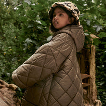 Load image into Gallery viewer, Khaki Green Shower Resistant Oversized Quilted Coat (3-12yrs)