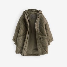 Load image into Gallery viewer, Khaki Green Shower Resistant Oversized Quilted Coat (3-12yrs)