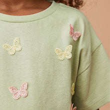 Load image into Gallery viewer, Green Crochet Butterfly T-Shirt (3-12yrs)