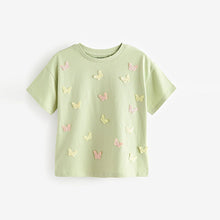 Load image into Gallery viewer, Green Crochet Butterfly T-Shirt (3-12yrs)