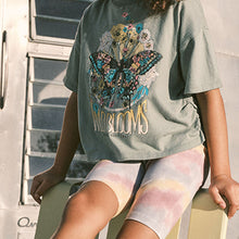 Load image into Gallery viewer, Khaki Green Sequin Butterfly T-Shirt and Cycling Shorts Set (3-12yrs)