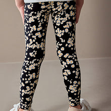 Load image into Gallery viewer, Black/White Daisy Printed Leggings (3-12yrs)