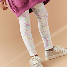Load image into Gallery viewer, Pastel Pink Heart Tie Dye Printed Leggings (3-12yrs)