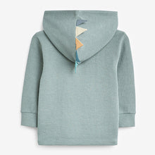 Load image into Gallery viewer, Mineral Blue Textured Jersey Dino Spikes Hoodie (3mths-6yrs)