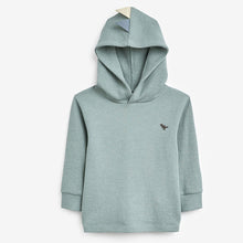 Load image into Gallery viewer, Mineral Blue Textured Jersey Dino Spikes Hoodie (3mths-6yrs)