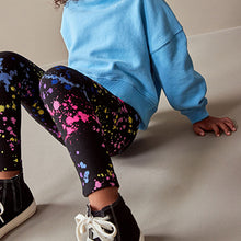 Load image into Gallery viewer, Black/Pink/Blue Splat Printed Leggings (3-12yrs)