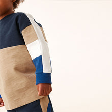 Load image into Gallery viewer, Colbalt Blue Long Sleeve Cosy Colourblock T-Shirt and Joggers Set (3mths-6yrs)