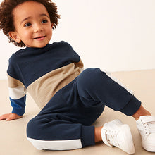Load image into Gallery viewer, Colbalt Blue Long Sleeve Cosy Colourblock T-Shirt and Joggers Set (3mths-6yrs)