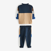Load image into Gallery viewer, Colbalt Blue Long Sleeve Cosy Colourblock T-Shirt and Joggers Set (3mths-6yrs)