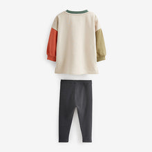 Load image into Gallery viewer, Stone Colourblock Character Sweatshirt and Legging Set (3mths-6yrs)
