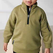 Load image into Gallery viewer, Khaki Green/black Funnel Neck Sweatshirt and Jogger Set (3mths-7yrs)